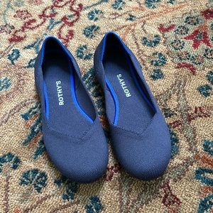 Rothy’s Navy Blue Rounded Toe Ballet Flats, 7.5